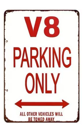 Metallschild V8 PARKING ONLY (20x30cm)