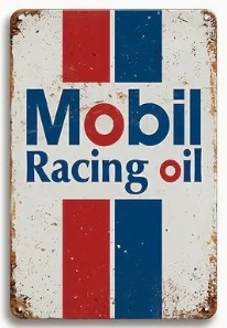 Metallschild "Mobil Racing oil" 20x30cm