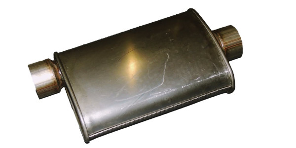 Auspufftopf, 76,2mm innen (3") Anschlussweite, Anschlüsse mittig/versetzt