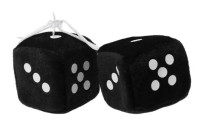 Fuzzy Dice (Plüschwürfel) schwarz 6cm Ø