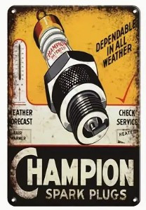 Metallschild "Champion Spark Plugs" 20x30cm