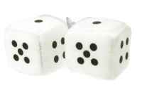 Fuzzy Dice (Plüschwürfel) weiß 6cm Ø 