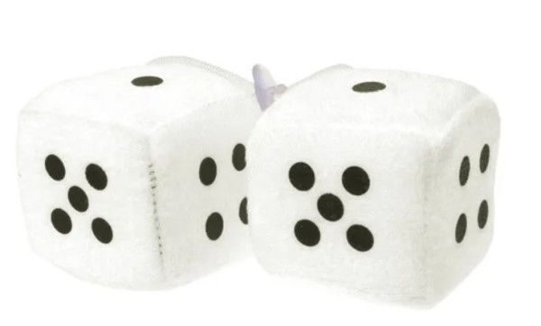 Fuzzy Dice (Plüschwürfel) weiß 6cm Ø